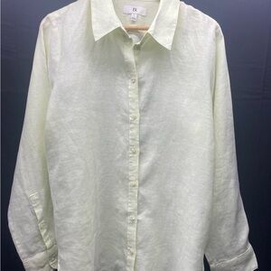 Banana Republic Butter Yellow Linen Button Up Shirt W Lg Tall BEACH CASUAL